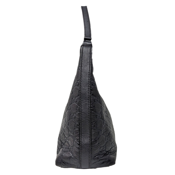 GUCCI Guccissima Leather Embossed GG Black Small Shoulder Bag - Picture 2 of 9